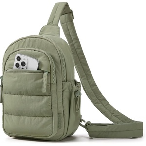 BAGSMART Small Sling Bag for Women, Puffer Crossbody Bag Hobo Handbag(Olive)