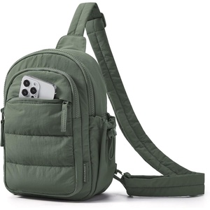 BAGSMART Small Sling Bag for Women, Puffer Crossbody Bag Hobo Handbag(Sage)