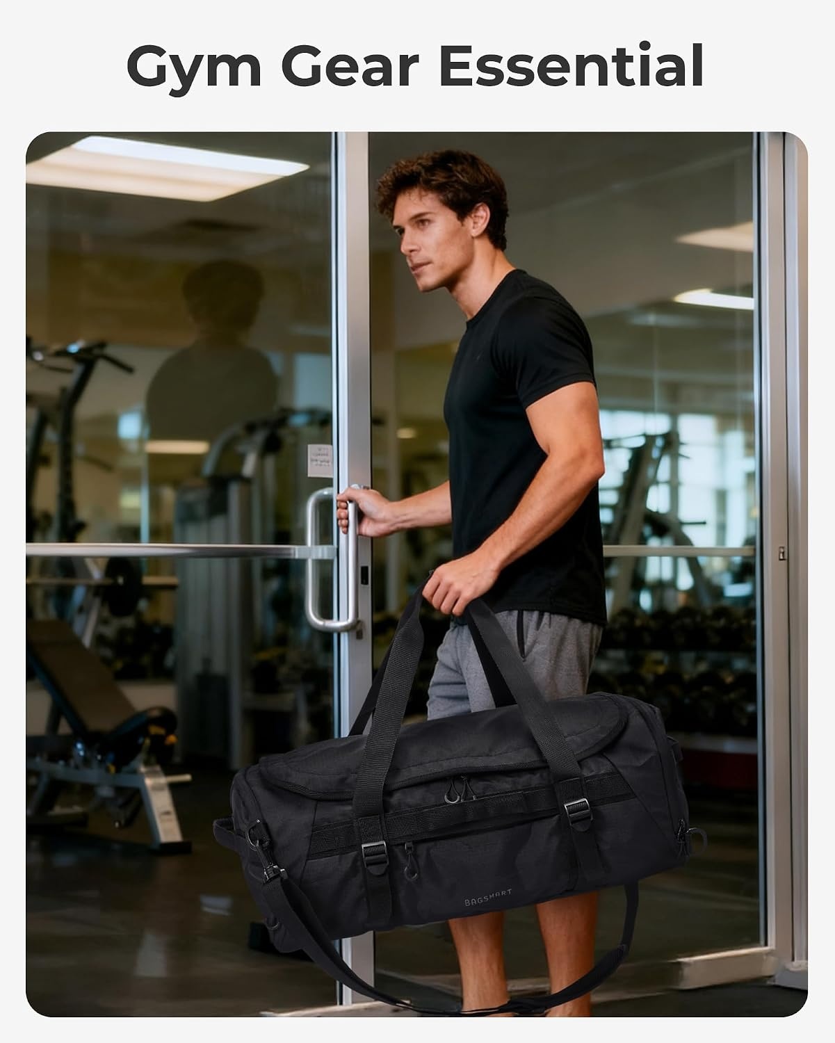 image:imageBAGSMART 4IN1 Duffle Bag for Travel 40L Gym Bag Workout with Wet PocketBlack