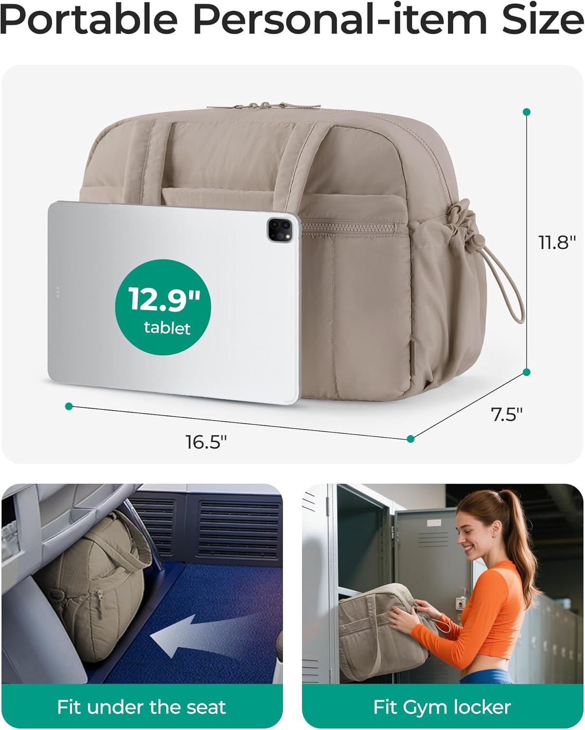 image:imageBAGSMART Duffle Bag for Travel Gym Bag for Women Weekender Carry onCamel