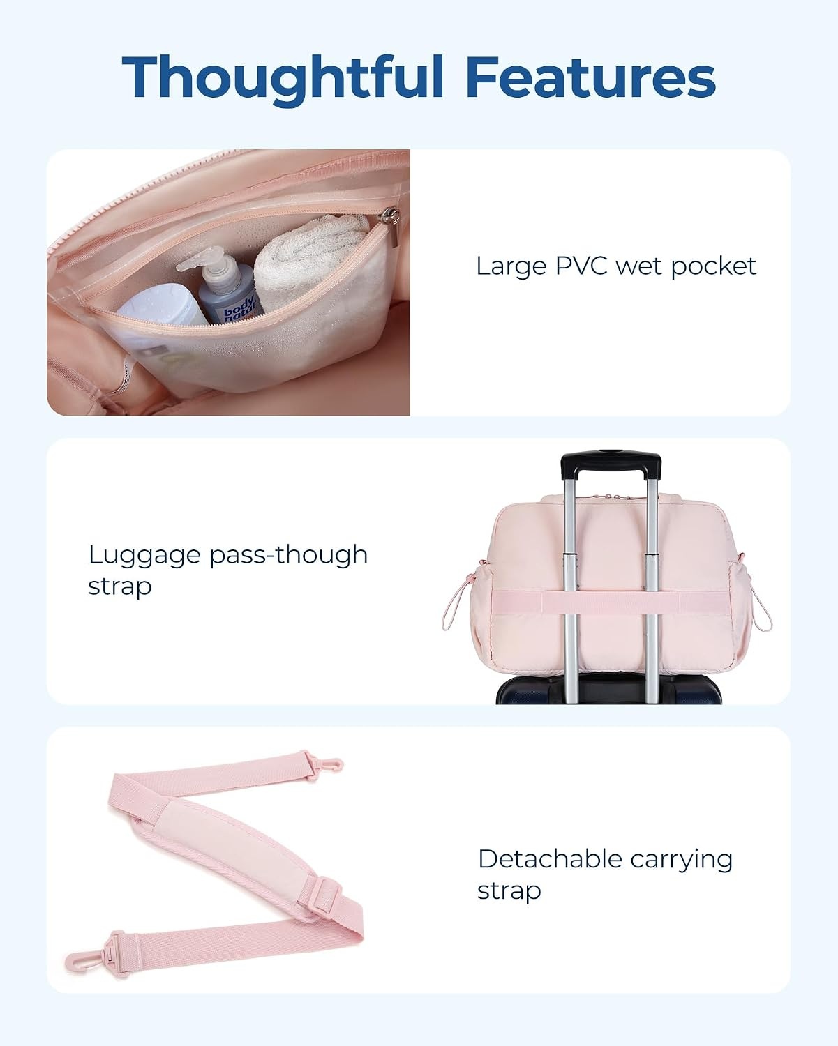 image:imageBAGSMART Duffle Bag for Travel Gym Bag for Women Weekender Carry onCoral Pink