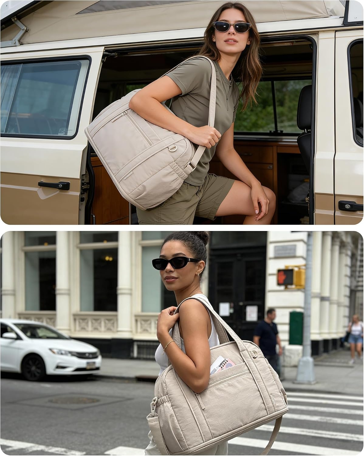 image:imageBAGSMART Expandable Personal Item Travel Bag 2 Set Duffel Bag for WomenNavy Blue