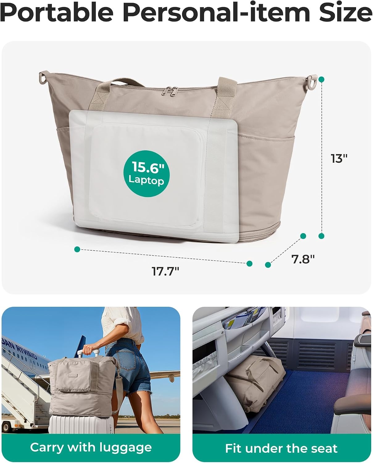 image:imageBAGSMART Foldable Travel Bag 37L Expandable Personal Item Bag BlackPink