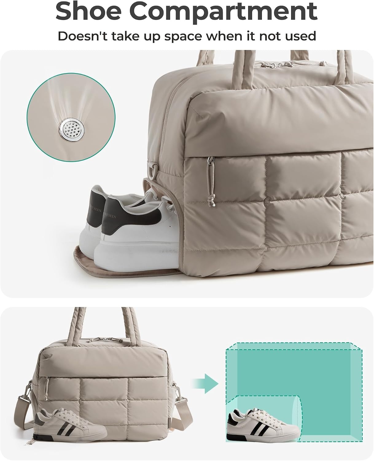 image:imageBAGSMART Gym Bag for Women Carry on Travel Duffel Bag Waterresistant Weekender with Shoe Compartment for Gym Travel Work Desert MediumClassic