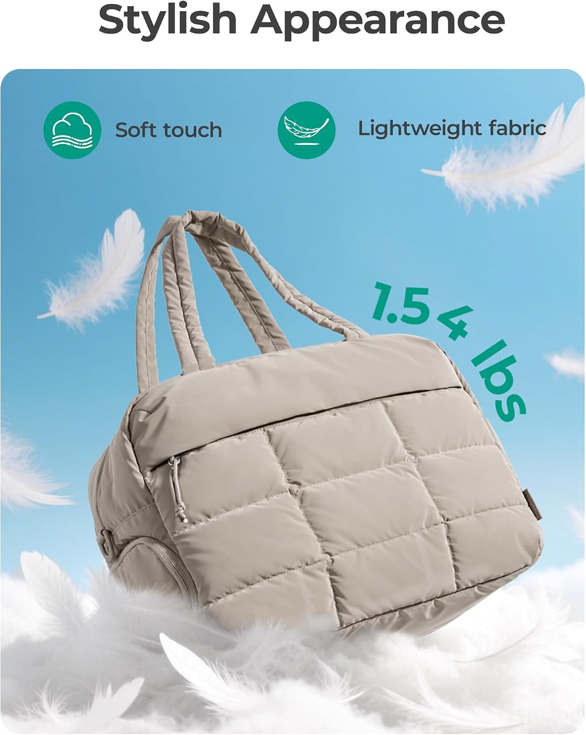 image:imageBAGSMART Gym Bag for Women Carry on Travel Duffel Bag Waterresistant Weekender with Shoe Compartment for Gym Travel Work Desert MediumKhaki