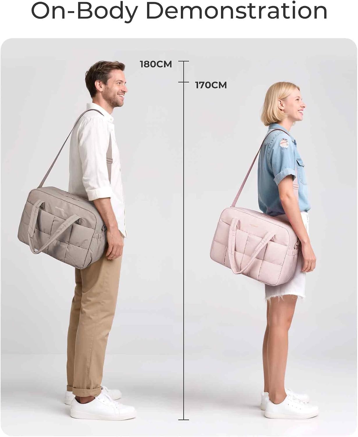 image:imageBAGSMART Gym Bag for Women Personal Item Puffer Duffle Bag Weekender Overnight Carry On Tote Handag for TravelBlack