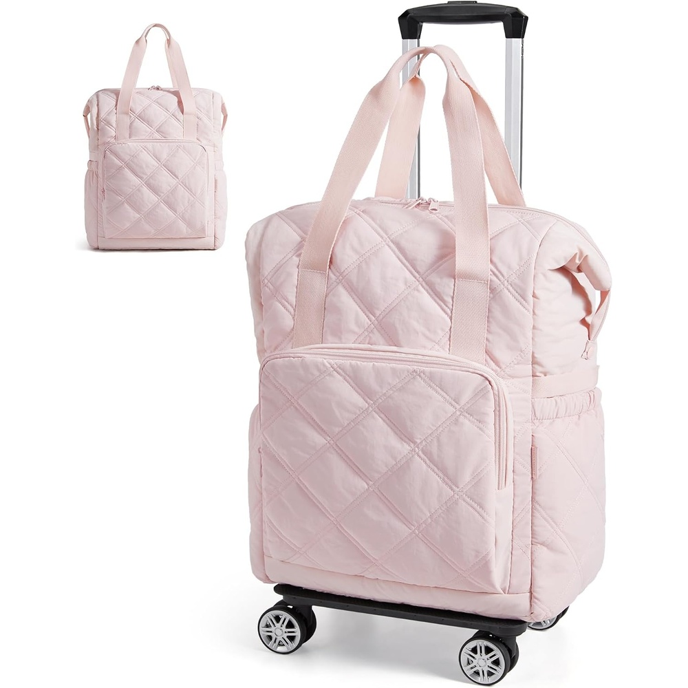 image:imageBAGSMART 35L Rolling Duffle Bag with Wheels Detachable WheelsBaby Pink