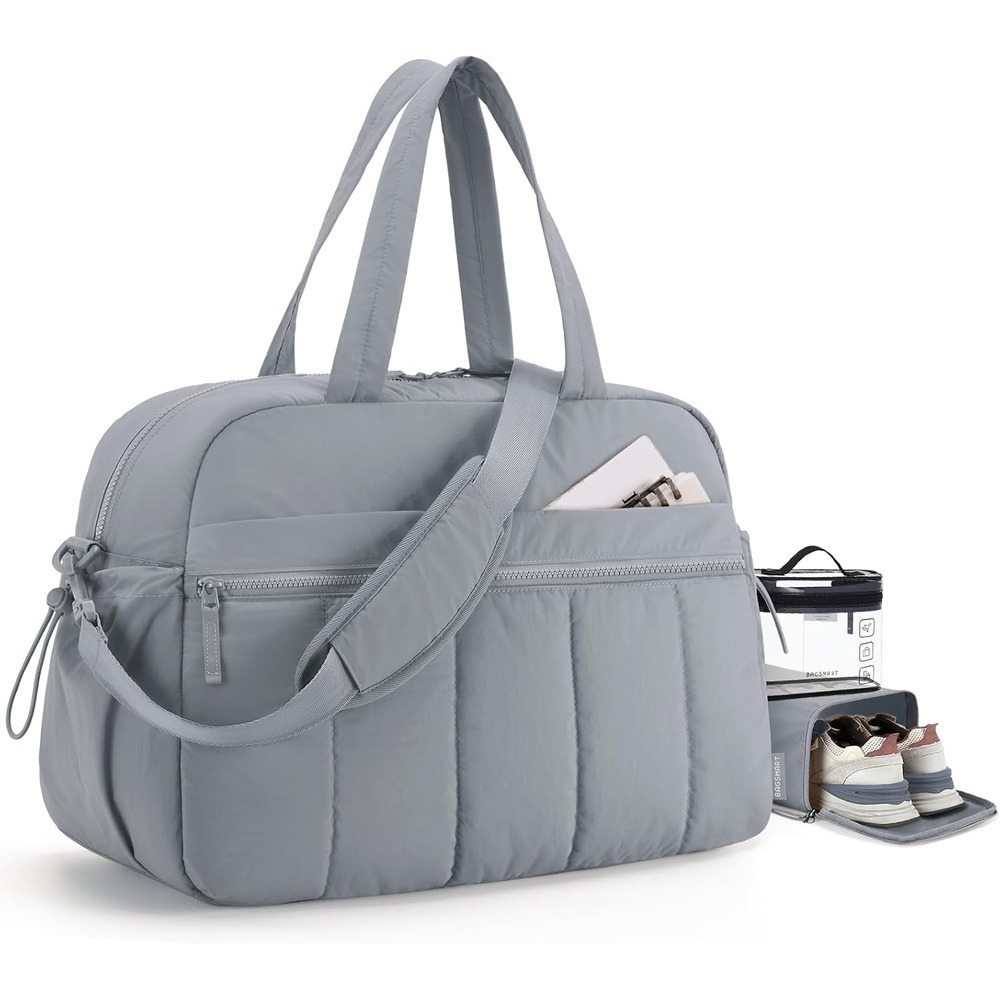 image:imageBAGSMART Duffle Bag for Travel Gym Bag for Women Weekender Carry onLight Gray