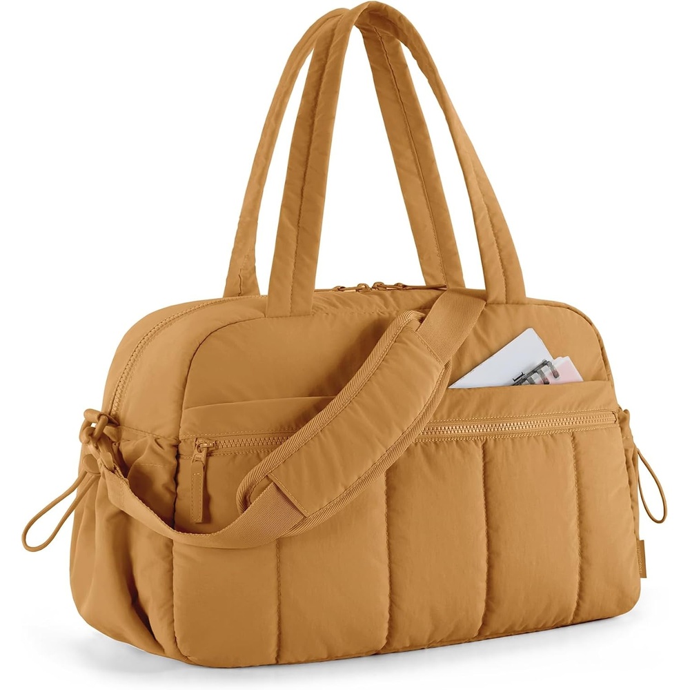 image:imageBAGSMART Duffle Bag for Travel Gym Bag for Women Weekender Carry onYellow Brownstone