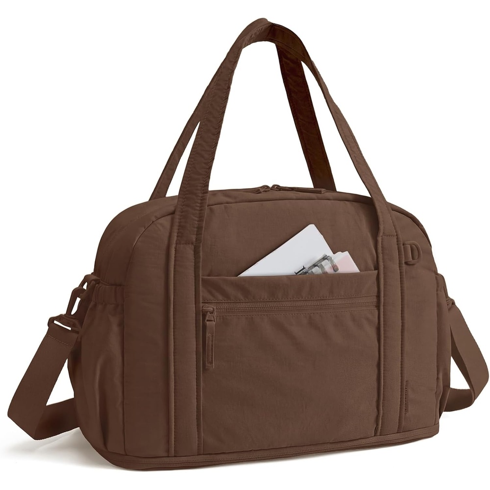 image:imageBAGSMART Expandable Personal Item Travel Bag 2 Set Duffel Bag for WomenChocolate