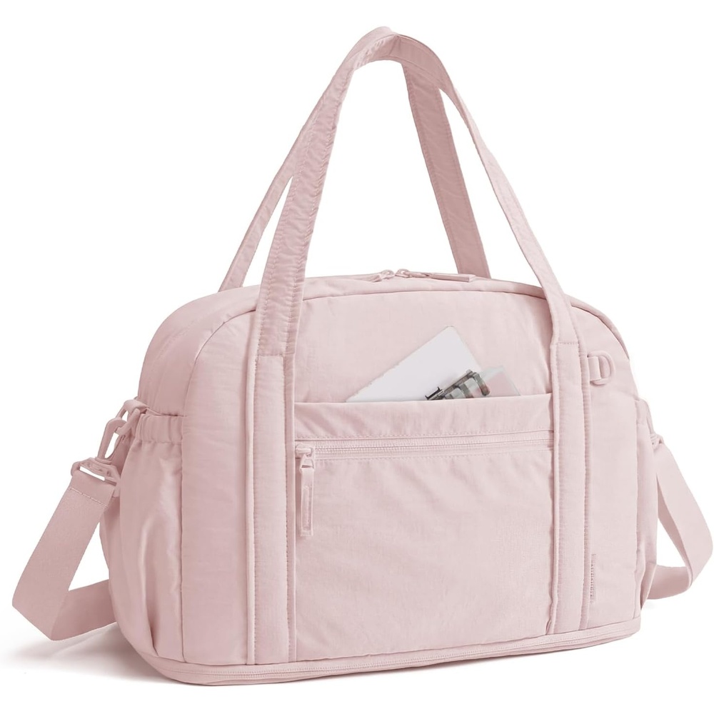 image:imageBAGSMART Expandable Personal Item Travel Bag 2 Set Duffel Bag for WomenPink
