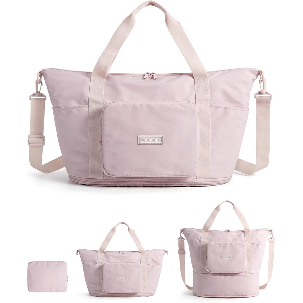 image:imageBAGSMART Foldable Travel Bag 37L Expandable Personal Item Bag BlackPink