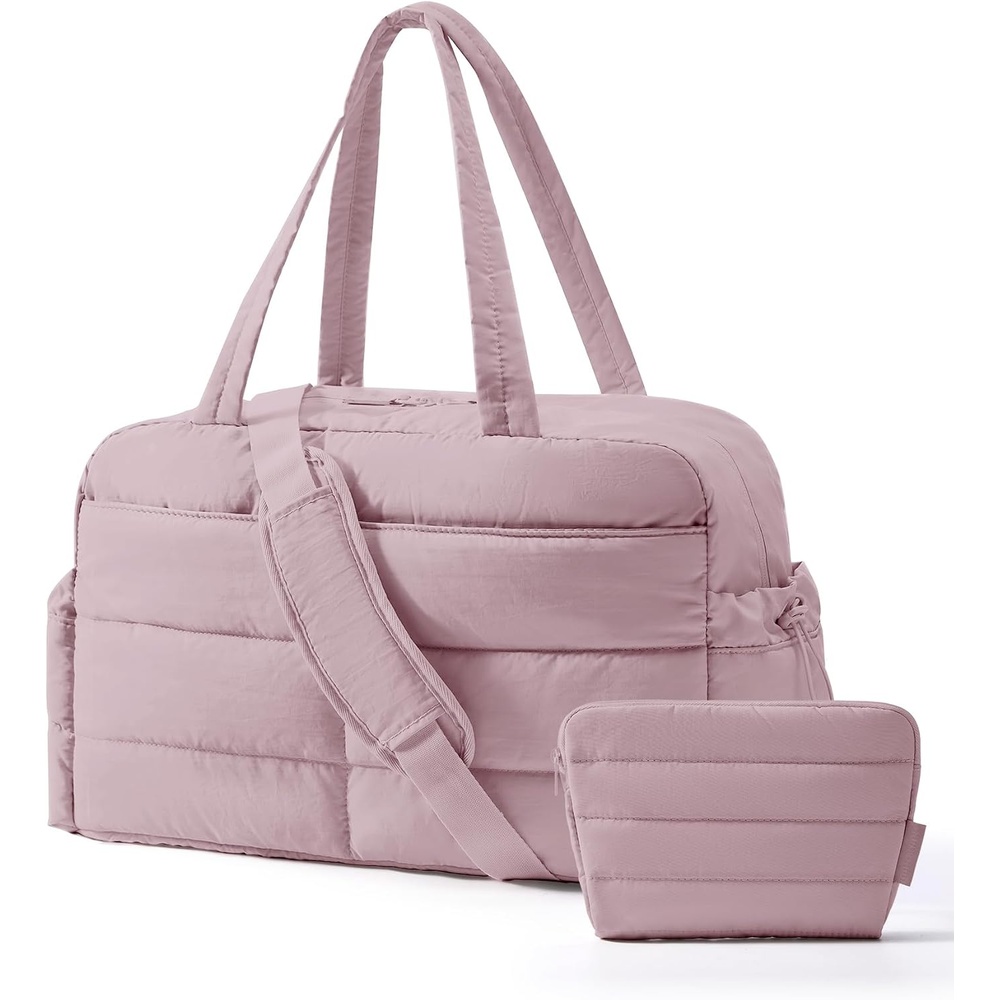 image:imageBAGSMART Gym Bag for Women 2PC Puffer Travel Duffle Bag Carry On Tote BagMisty Purple