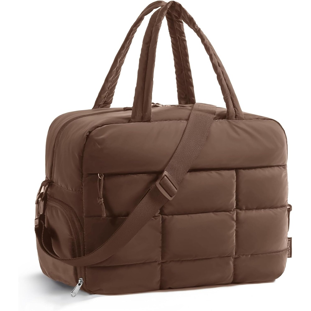 image:imageBAGSMART Gym Bag for Women Carry on Travel Duffel Bag Waterresistant Weekender with Shoe Compartment for Gym Travel Work Desert MediumChocolate