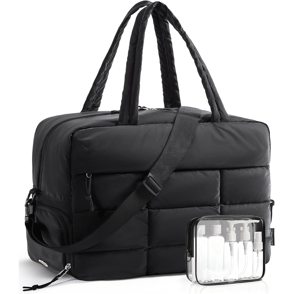 image:imageBAGSMART Gym Bag for Women Carry on Travel Duffel Bag Waterresistant Weekender with Shoe Compartment for Gym Travel Work Desert MediumClassic