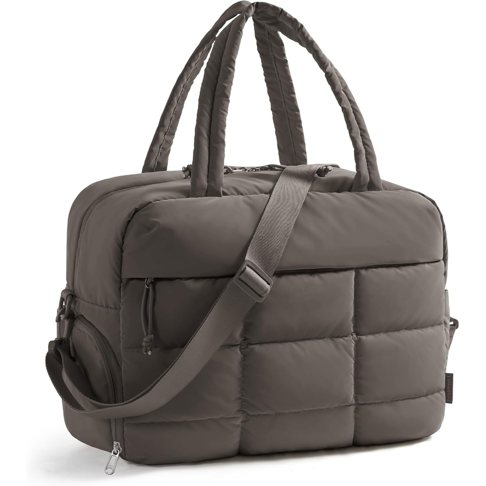 image:imageBAGSMART Gym Bag for Women Carry on Travel Duffel Bag Waterresistant Weekender with Shoe Compartment for Gym Travel Work Desert MediumDim Gray