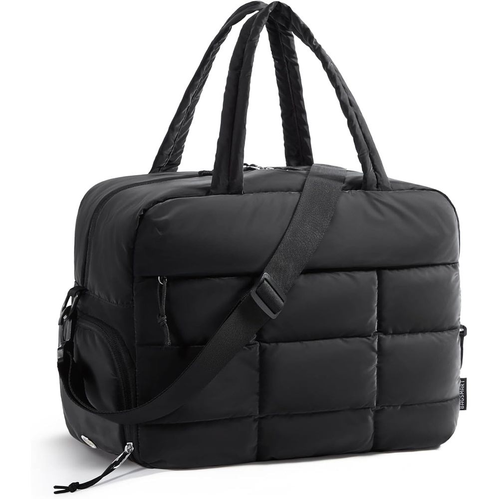 image:imageBAGSMART Gym Bag for Women Carry on Travel Duffel Bag Waterresistant Weekender with Shoe Compartment for Gym Travel Work Desert MediumMBlack