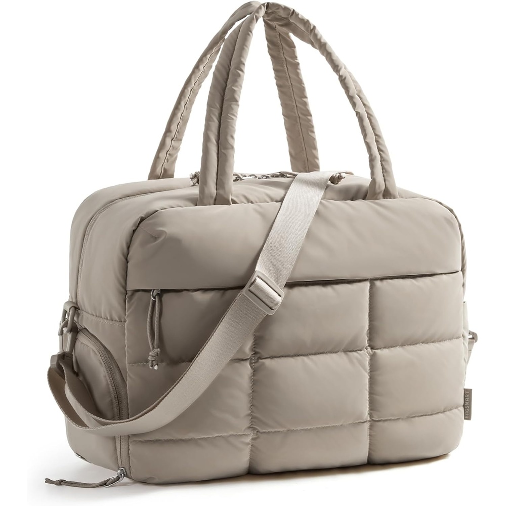 image:imageBAGSMART Gym Bag for Women Carry on Travel Duffel Bag Waterresistant Weekender with Shoe Compartment for Gym Travel Work Desert MediumMCamel
