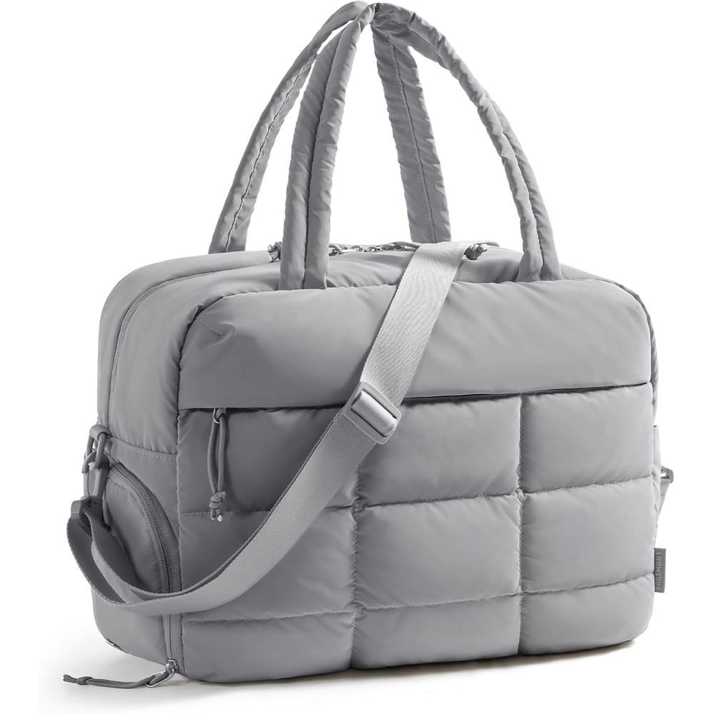 image:imageBAGSMART Gym Bag for Women Carry on Travel Duffel Bag Waterresistant Weekender with Shoe Compartment for Gym Travel Work Desert MediumMGrey