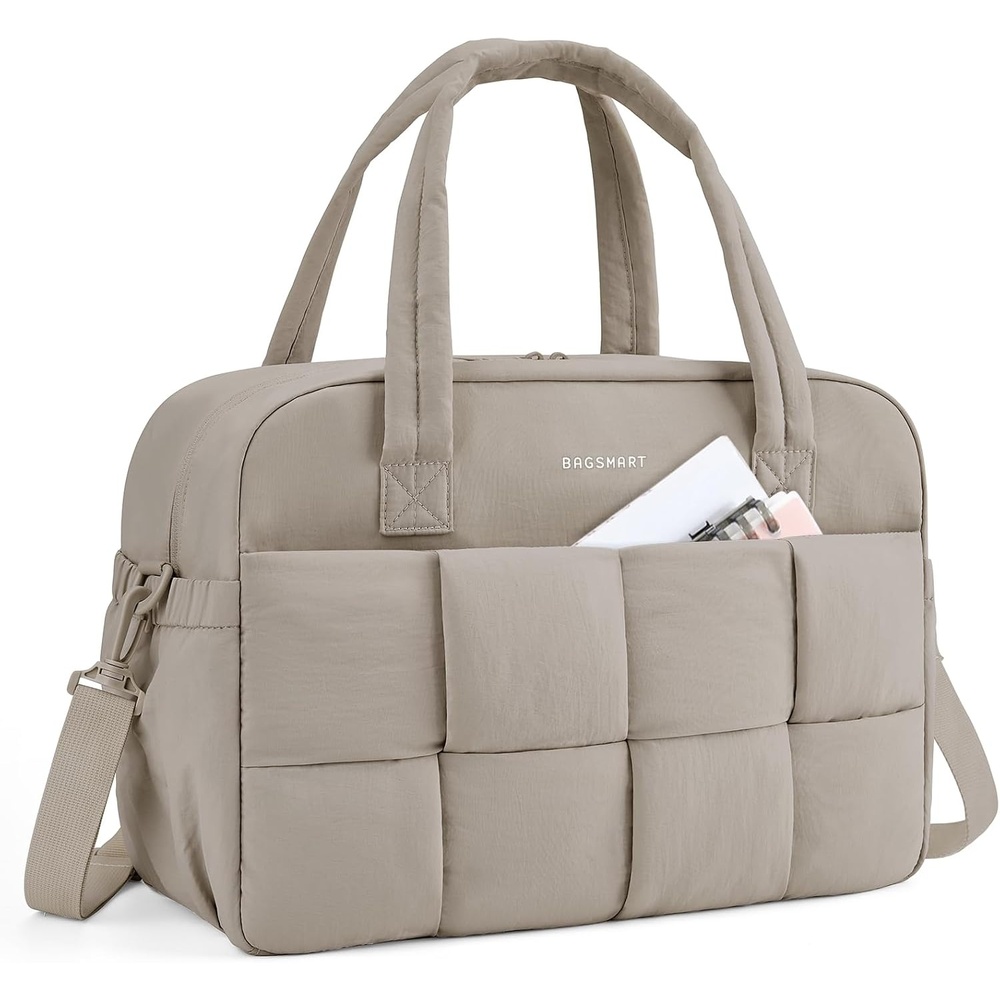 image:imageBAGSMART Gym Bag for Women Personal Item Puffer Duffle Bag Weekender Overnight Carry On Tote Handag for TravelCamel