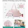 BAGSMART Gym Bag for Women, 2-PC Puffer Travel Duffle Bag Carry On Tote Bag(Baby Pink)