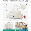 BAGSMART Gym Bag for Women, 2-PC Puffer Travel Duffle Bag Carry On Tote Bag(Beige)