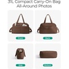 BAGSMART Gym Bag for Women, 2-PC Puffer Travel Duffle Bag Carry On Tote Bag(Coffee Brown)