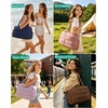 BAGSMART Gym Bag for Women, 2-PC Puffer Travel Duffle Bag Carry On Tote Bag(Coffee Brown)