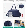 BAGSMART Gym Bag for Women, 2-PC Puffer Travel Duffle Bag Carry On Tote Bag(Navy Blue)
