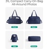 BAGSMART Gym Bag for Women, 2-PC Puffer Travel Duffle Bag Carry On Tote Bag(Navy Blue)