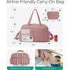 BAGSMART Gym Bag for Women, 2-PC Puffer Travel Duffle Bag Carry On Tote Bag(Pink)