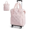 BAGSMART 35L Rolling Duffle Bag with Wheels, Detachable Wheels(Baby Pink)
