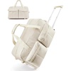 BAGSMART 42L Rolling Duffle Bag with Wheels, Carry On Bag Duffel Bag for Travel, Wet Pocket Duffle Bag with Wheels and Handle, Beige(Beige)