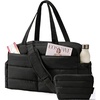 BAGSMART Gym Bag for Women, 2-PC Puffer Travel Duffle Bag Carry On Tote Bag(Black)