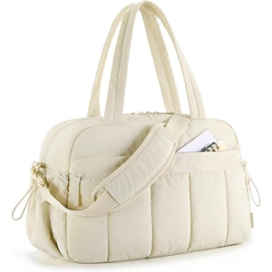 BAGSMART Duffle Bag for Travel, Gym Bag for Women, Weekender Carry on(M-Ivory)