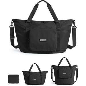 BAGSMART Foldable Travel Bag, 37L Expandable Personal Item Bag, Black(Black)