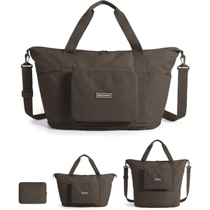 BAGSMART Foldable Travel Bag, 37L Expandable Personal Item Bag, Black(Dim Gray)