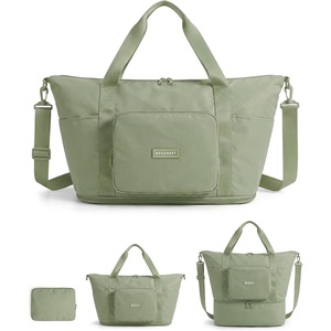 BAGSMART Foldable Travel Bag, 37L Expandable Personal Item Bag, Black(Grayish green)