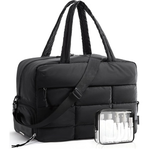 BAGSMART Gym Bag for Women, Carry on Travel Duffel Bag, Water-resistant Weekender with Shoe Compartment for Gym Travel Work, Desert, Medium(Classic)