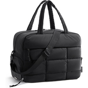 BAGSMART Gym Bag for Women, Carry on Travel Duffel Bag, Water-resistant Weekender with Shoe Compartment for Gym Travel Work, Desert, Medium(M-Black)