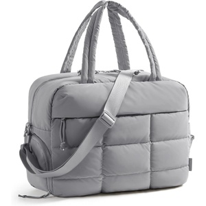 BAGSMART Gym Bag for Women, Carry on Travel Duffel Bag, Water-resistant Weekender with Shoe Compartment for Gym Travel Work, Desert, Medium(M-Grey)