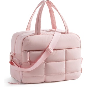 BAGSMART Gym Bag for Women, Carry on Travel Duffel Bag, Water-resistant Weekender with Shoe Compartment for Gym Travel Work, Desert, Medium(M-Light Pink)