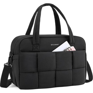 BAGSMART Gym Bag for Women, Personal Item Puffer Duffle Bag, Weekender Overnight Carry On Tote Handag for Travel(Black)