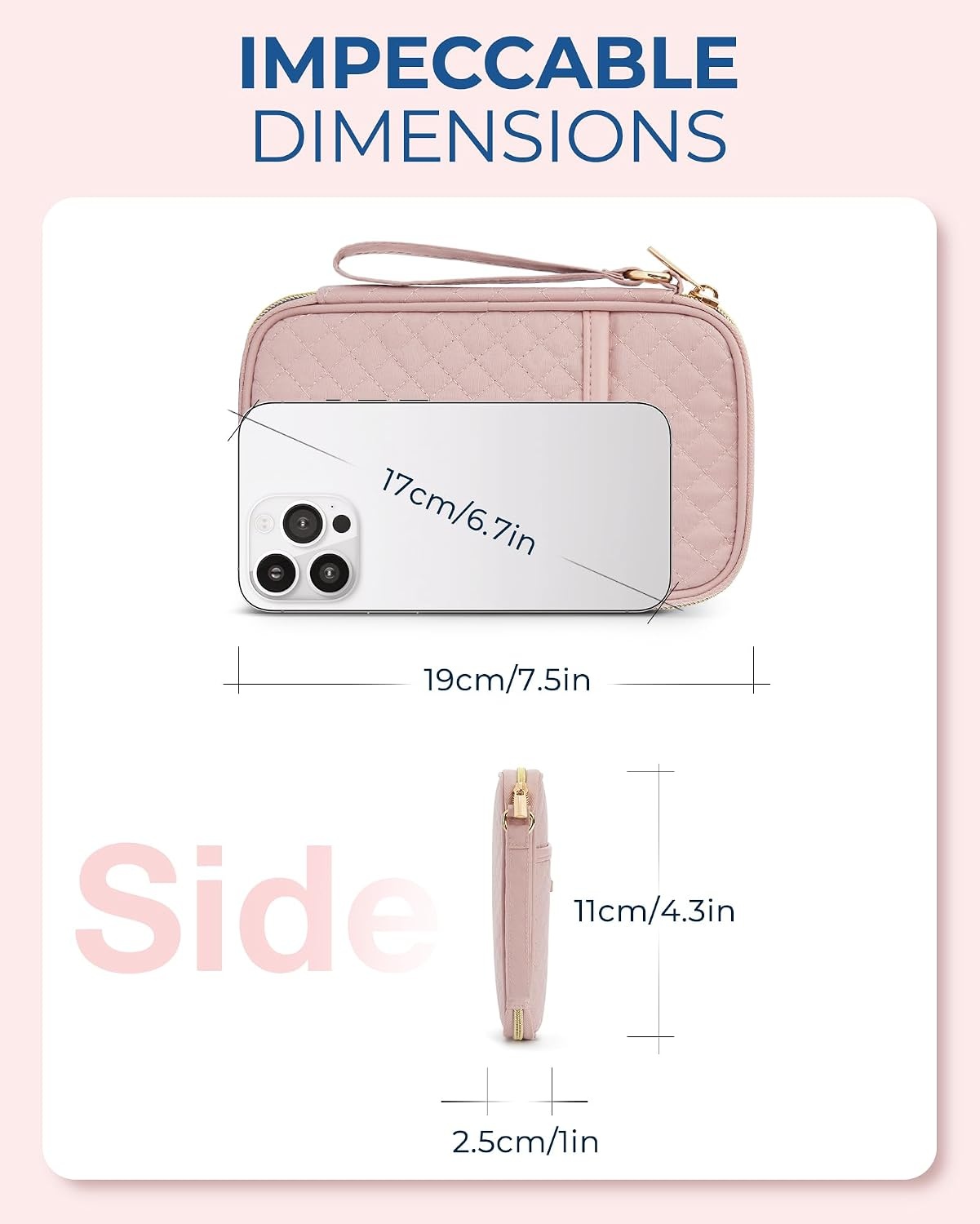 image:imageBAGSMART Cord Organizer Travel Cable Organizer Bag Tech Electronic Organizer Travel Case Travel Essentials for Charger Cable Phone Flash drive Single Layer BeigeSingle Layer Quilted Pink
