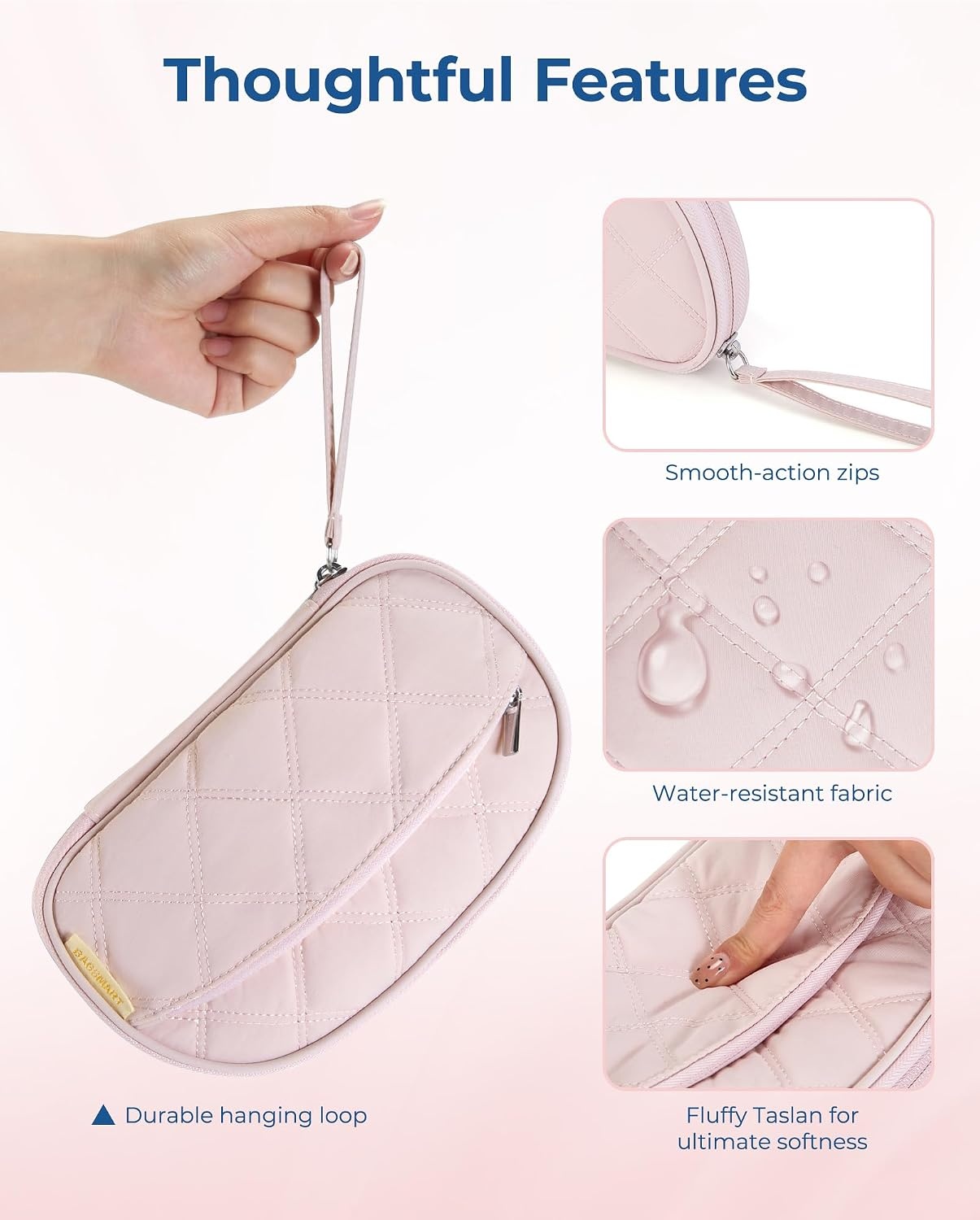 image:imageBAGSMART Electronics Organizer Travel Case for Cords Chargers Phones BlackSingle Layer Pink