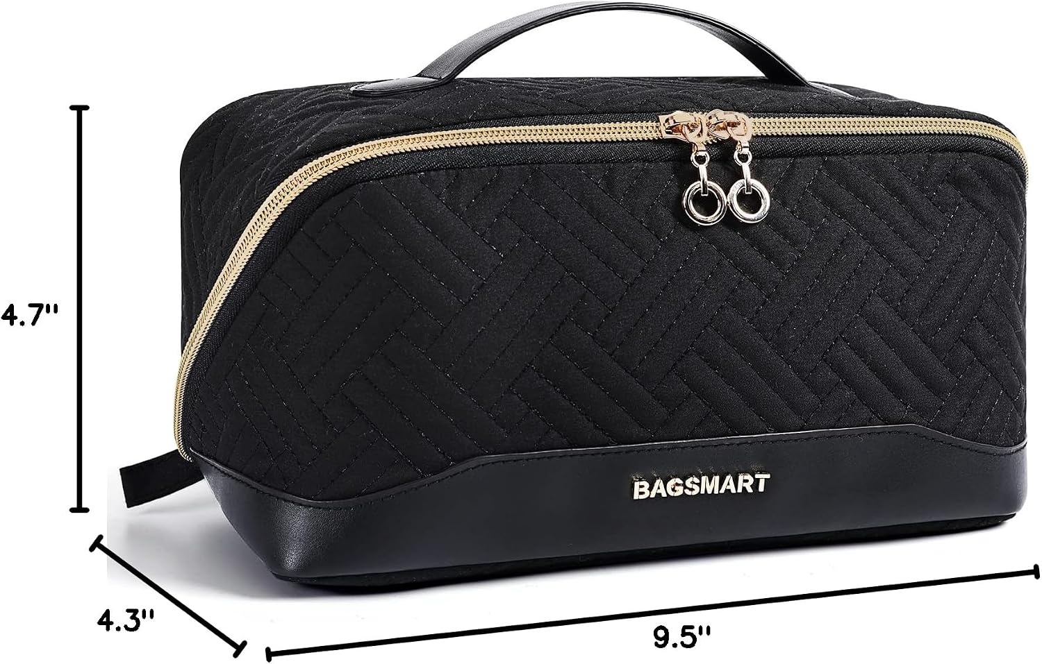 image:imageBAGSMART Makeup Bag Cosmetic Bag Travel Makeup BagWaterresistent Makeup Bags for Women Portable Pouch Open Flat Make Up Organizer Bag for Toiletries Brushes PinkBlack