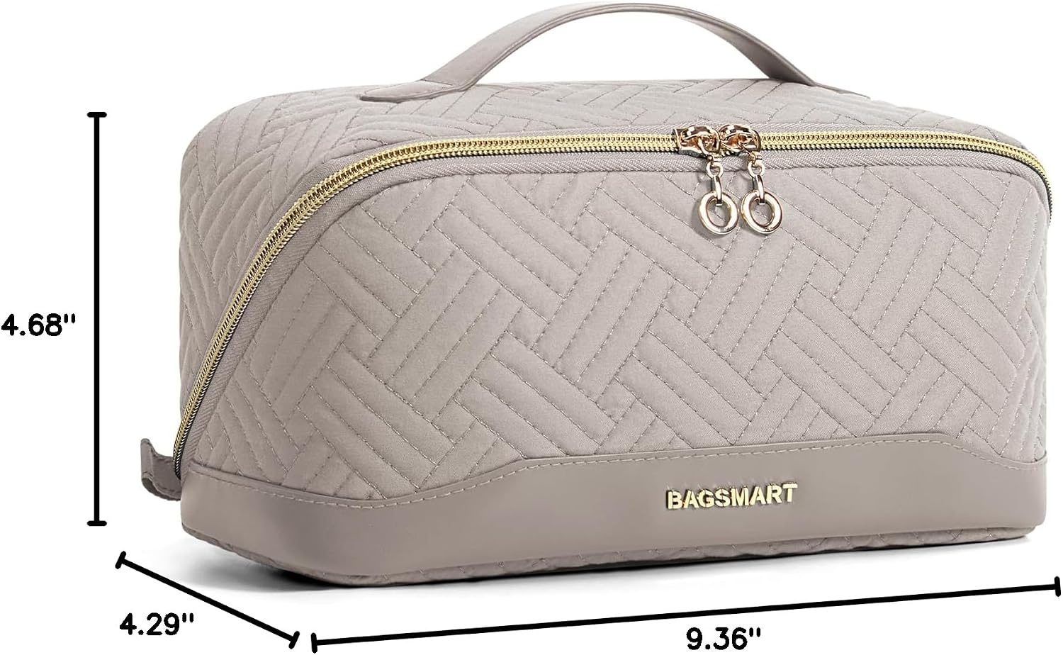 image:imageBAGSMART Makeup Bag Cosmetic Bag Travel Makeup BagWaterresistent Makeup Bags for Women Portable Pouch Open Flat Make Up Organizer Bag for Toiletries Brushes Pink21Tranquil Gray