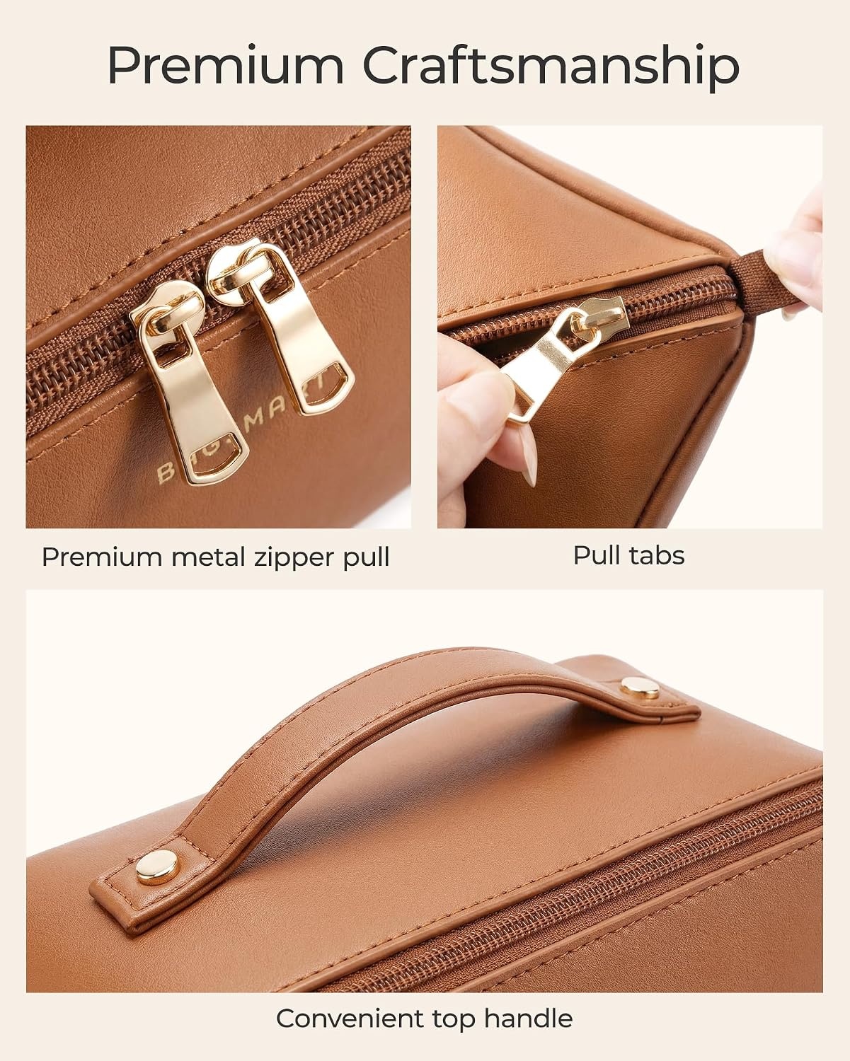 image:imageBAGSMART Makeup Bag Travel Cosmetic BagWomen Toiletry Case Classic Brown31 Classic Brown