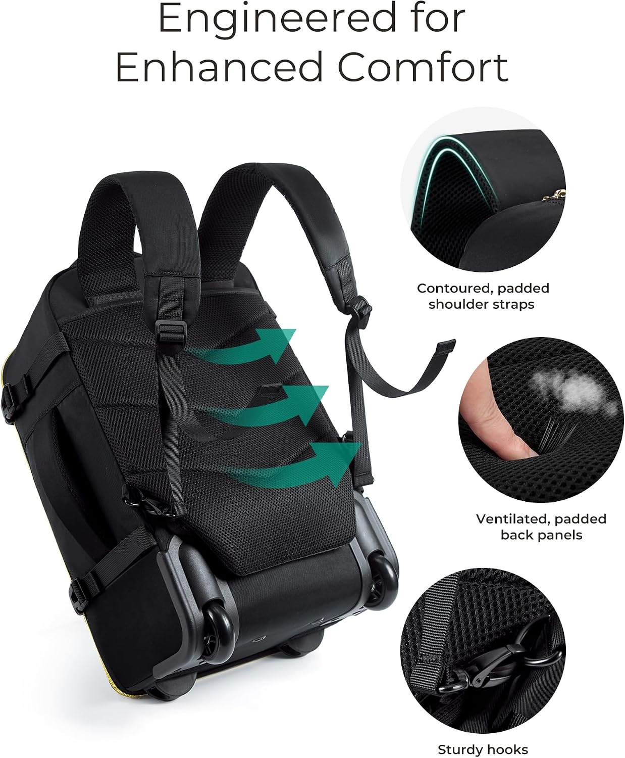 image:imageBAGSMART Rolling Backpack for Women Wheeled Backpack with Packing Cube Travel Back pack with Wheels Carry On Suitcase Bag 17 Inch Large Roller Daypack BlackBlack