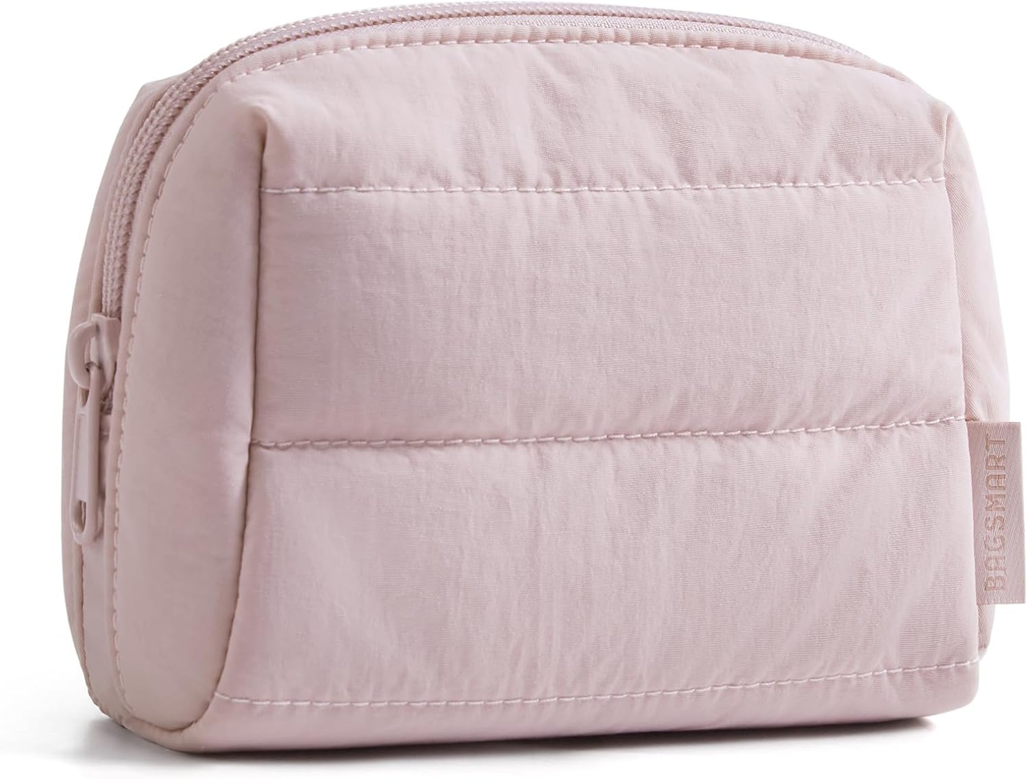 image:imageBAGSMART Small Makeup Bag Puffy Wideopen Zipper Cosmetic Pouch PinkBaby Pink